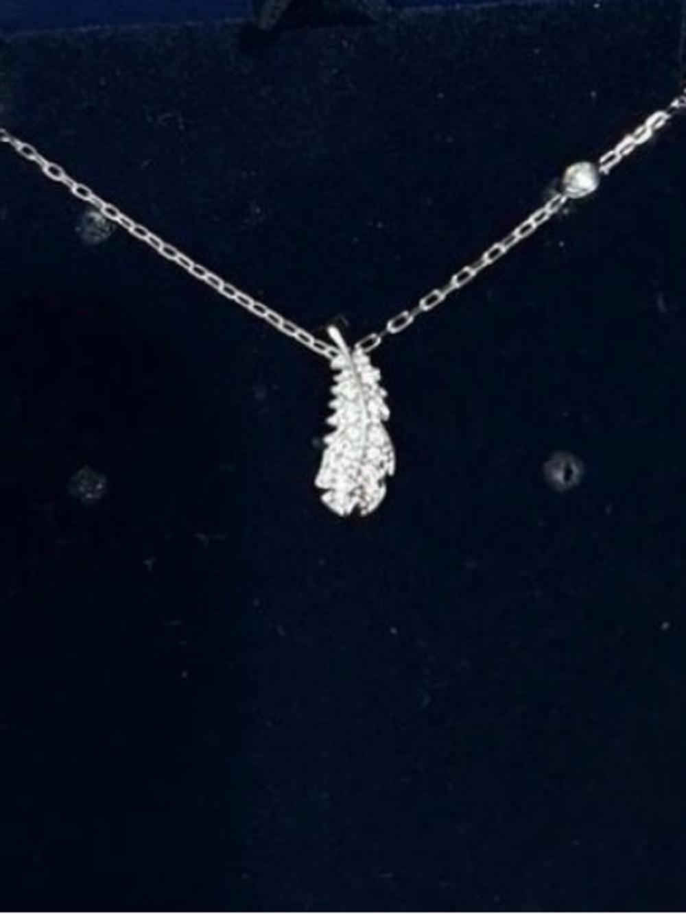 Swarovski Silver Crystal naughty Feather Pendant Necklace